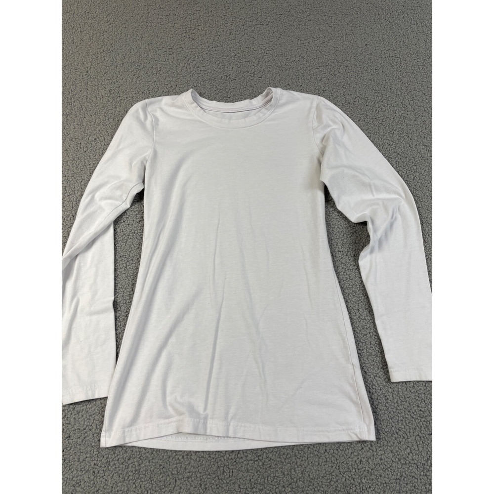 Beyond Scrubs Top Womens S White‎ Long Sleeve Crewneck t- Shirt